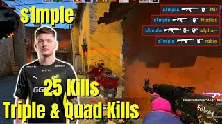 s1mple Inferno POV - 25  KILLS - 1 Quad Kills &  triples - CSGO s1mple POV