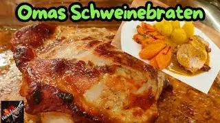 Omas Schweinebraten aus dem Backofen, saftig und zart,  mit einer leckeren Soße