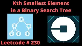 K-th SMALLEST ELEMENT IN A BINARY SEARCH TREE | LEETCODE # 230 | PYTHON INORDER DFS SOLUTION