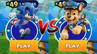 Sonic Dash vs PAW Patrol Chase Run - Movie Sonic vs All Bosses Eggman Zazz All Characters Unlocked