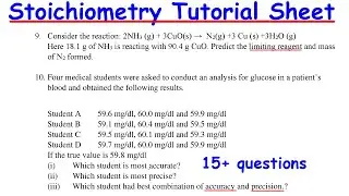 Stoichiometry Tutorial Sheet 1 2024 - TEST 1 PREPRATIONS