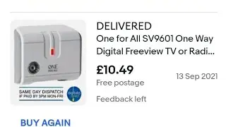 One For All. TV Signal Booster. Home or Motorhome.