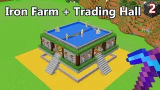 I Built the Most Epic Iron Farm + Trading Hall in Minecraft Bedrock | Ep. 2