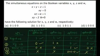Gate CS 2000 Solution || The simultaneous equations on the Boolean variables x, y, z and w