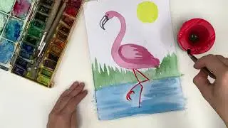Рисуем фламинго. Урок рисования для самых маленьких. Фламинго поэтапно.