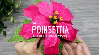 DIY || How to make poinsettia crepe paper flower || christmas home decoration ideas || any crafts