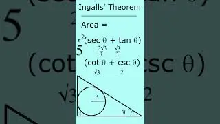 Triangle Area Via Radius 5 #geometry  #shorts  #areaoftriangle