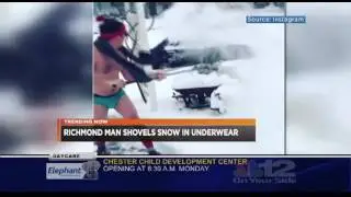 NBC12 - Richmond Man Shovels Snow in Underwear