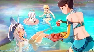 Paimon Look so Cute Here! with Lumine and Mualani (Hot Spring Cutscene) - Genshin Impact 5.0