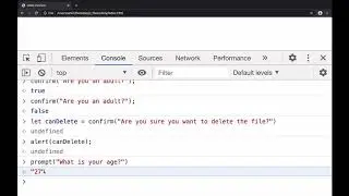 Utility Functions (alert, prompt, confirm and console)