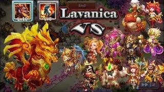 Castle Clash : |Lavanica Dragon Maxed| 8/8 Stone Skin| Full Dodge| Against top 13 Heroes Gameplay
