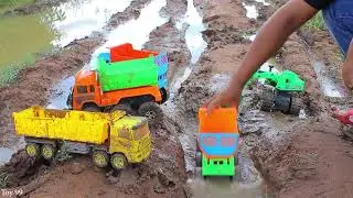 Mobil truck Land truck Excavator Driving Through the Mud, ឡានដឹកដី អិចកាយដីបើកឆ្លងភូក