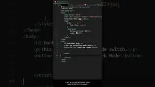 Dark Mode Toggle using CSS and JavaScript Tutorial #shorts