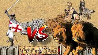 Stronghold Crusader Lions vs. Knight vs. Military Dogs! | Epic Battle #strongholdcrusaderhd