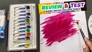 DOMS Water Colour Tubes Review & Test Hindi | 12 Shades | Paper Colours Test