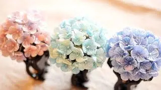 小雨の合間に。つまみ細工で紫陽花の髪留め作り。diy craft hydrangea hair clip