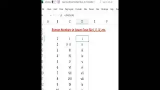 Lower Case Roman Numbers like i, ii, iii, etc. in Excel