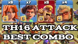 8 VALKYRIE + 7 ROOT RIDER + 8 SUPER BARBARIAN + 4 DRUID - BEST TH16 ATTACK STRATEGY IN CLASH OF CLAN