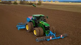 😍 JOHN DEERE 7R & combiné LEMKEN 6 m au semis d’orge 2023 🌾