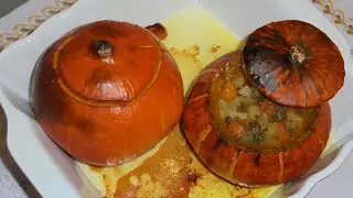 Тыква фаршированная овощами и мясным фаршем