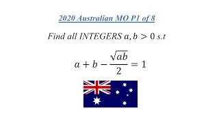 INTERESTING Diophantine Equation | 2020 Australian MO P1 of 8