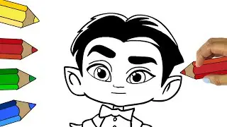 Como dibujar y pintar a DRAC de Supermonstruos -How to Draw Drac Super Monsters step by step