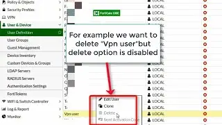 How to delete remote user from Fortigate user & definition.