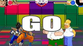 MUGEN Goku (me) and Vegeta Vs MVC1 Peter and MVC2 Homer (Spanish)