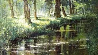 In the Peterhof Park. The process of oil painting in stages #39