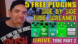 5 FREE TUBE SCREAMER GUITAR PLUGINS COMPARED SIDE BY SIDE - DRIVE TONE (PART 2)  - SUBTITLES EN/PT