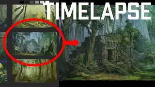 Jungle Concept Art Landscape Photobash (Clip Studio Paint) TIMELAPSE