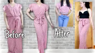 Turning jumpsuit into two piece outfit #refashion #alterations #sewing #diy #sewinghacks #easysew