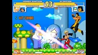 SK MUGEN - Homer Simpson & Underdog vs Scorpion & Kung Fu Fiunn