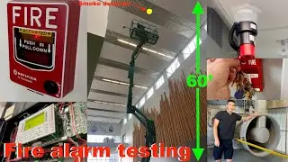 High school fire alarm testing notifier system with 60 foot high smoke and smoke control system