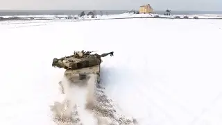 Drone Captures U.S. M1 Abrams Firing Action in Snowy Poland
