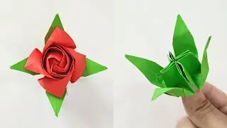 Origami ROSE CALYX | How to make a paper rose calyx