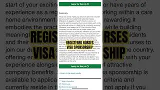 Visa Sponsorship | Nurses Needed in the Uk #visasponsorshipjobs #ukjobs #skilledworkervisa