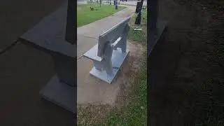 Memorial bench installation at Depot Square in Rayne Louisiana aka The Frog Capital