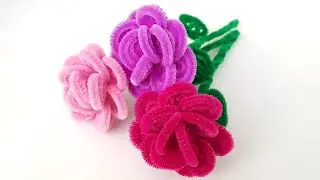 GIFT for Mom DIY Rose from chenille wire How to make a flower for Mother's Day Crafts