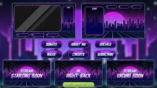 Animated Neon Vaporwave Theme Stream Overlays Package