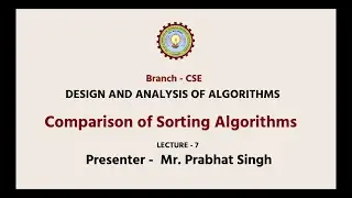 Design and Analysis of Algorithms Comparison of Sorting Algorithms | AKTU Digital Education