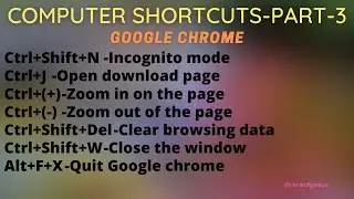 Google chrome shortcut keys | #3 