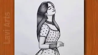 How to Draw Beautiful Girl in Traditional dress Pencil drawing | Easy Pencil drawing for beginners