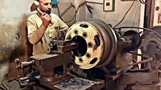 How to repair Hino truck weel rim and manufacture plate by lathe machine amazing process