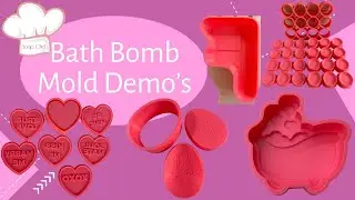 Bath Bomb Mold Demo's on: Multi Tablet, Bathtub w/heart Bubbles, F-Bomb, Conversation Hearts