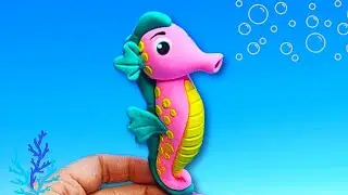 ✅️МОРСКИЕ ОБИТАТЕЛИ. ⭐️ ЛЕПИМ МОРСКОГО КОНЬКА из воздушного пластилина. 🎊 #лепка #diy #длядетей