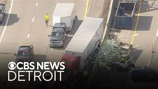 Eastbound I-94 in Ann Arbor closed after semi-truck spills bottles