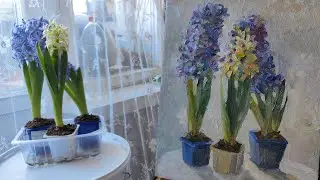 Поиск натуры. Гиацинты. Этюд маслом