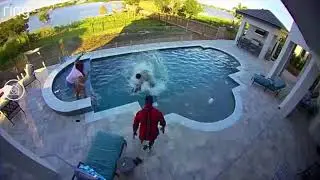 He saved his kid from drowning, what a father 🙌