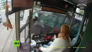 Russian Lady Tramp Car Drives Vs Moterists
